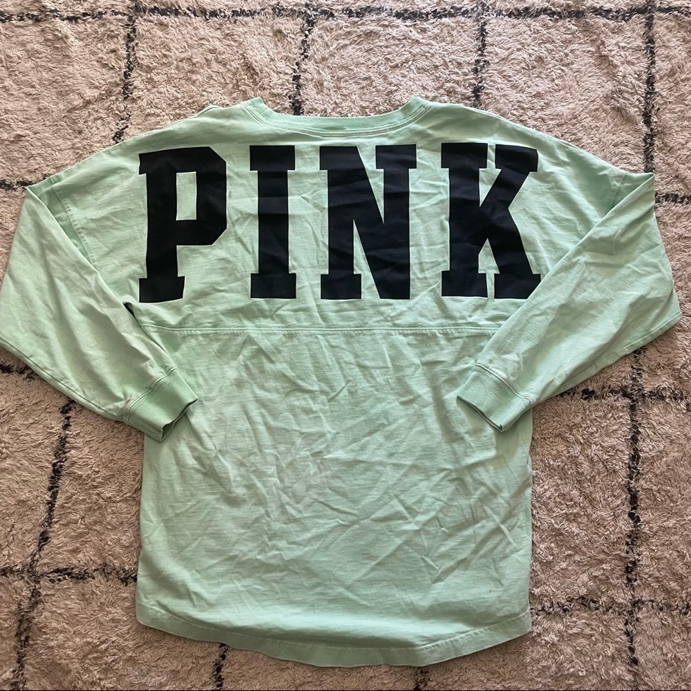 Mint Colored Victoria’s Secret PINK long sleeve spirit jersey